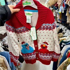 Sesame Street Festive Red and White Kids Cardigan